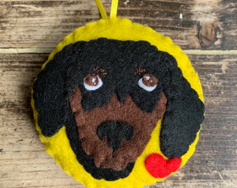 Special Sausage Dog or Dachshund hanging felt ornament