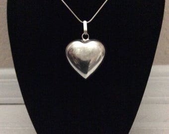 Heart sterling silver puffy heart