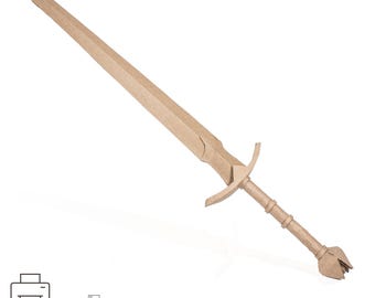 Longsword TEMPLATE, Cardboard Sword Pattern, Printable PDF, Medieval Cosplay Prop, LARP Weapon
