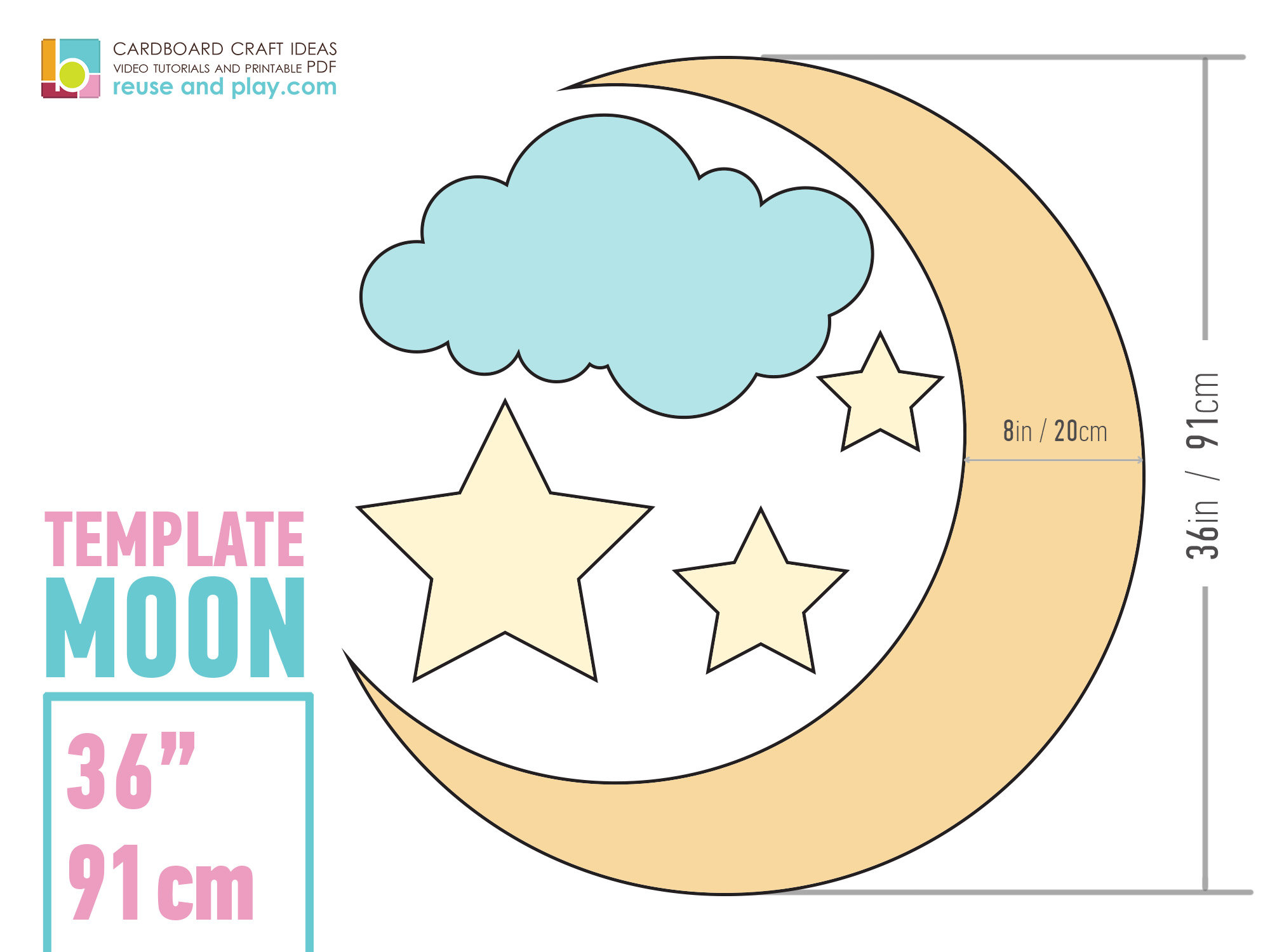 Half Moon Props TEMPLATE 36in - Etsy half-moon-props-template-36in-etsy
