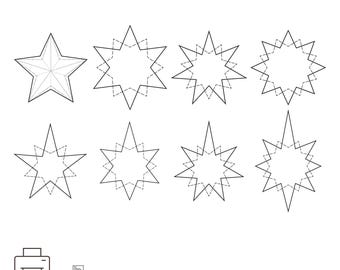 3D-sterrensjabloon, papieren sterpatroon, afdrukbare pdf, kerstdecor, DIY Papercraft-sterren
