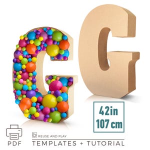 Plantillas de letras 3D enormes, A-Z / 42 pulgadas