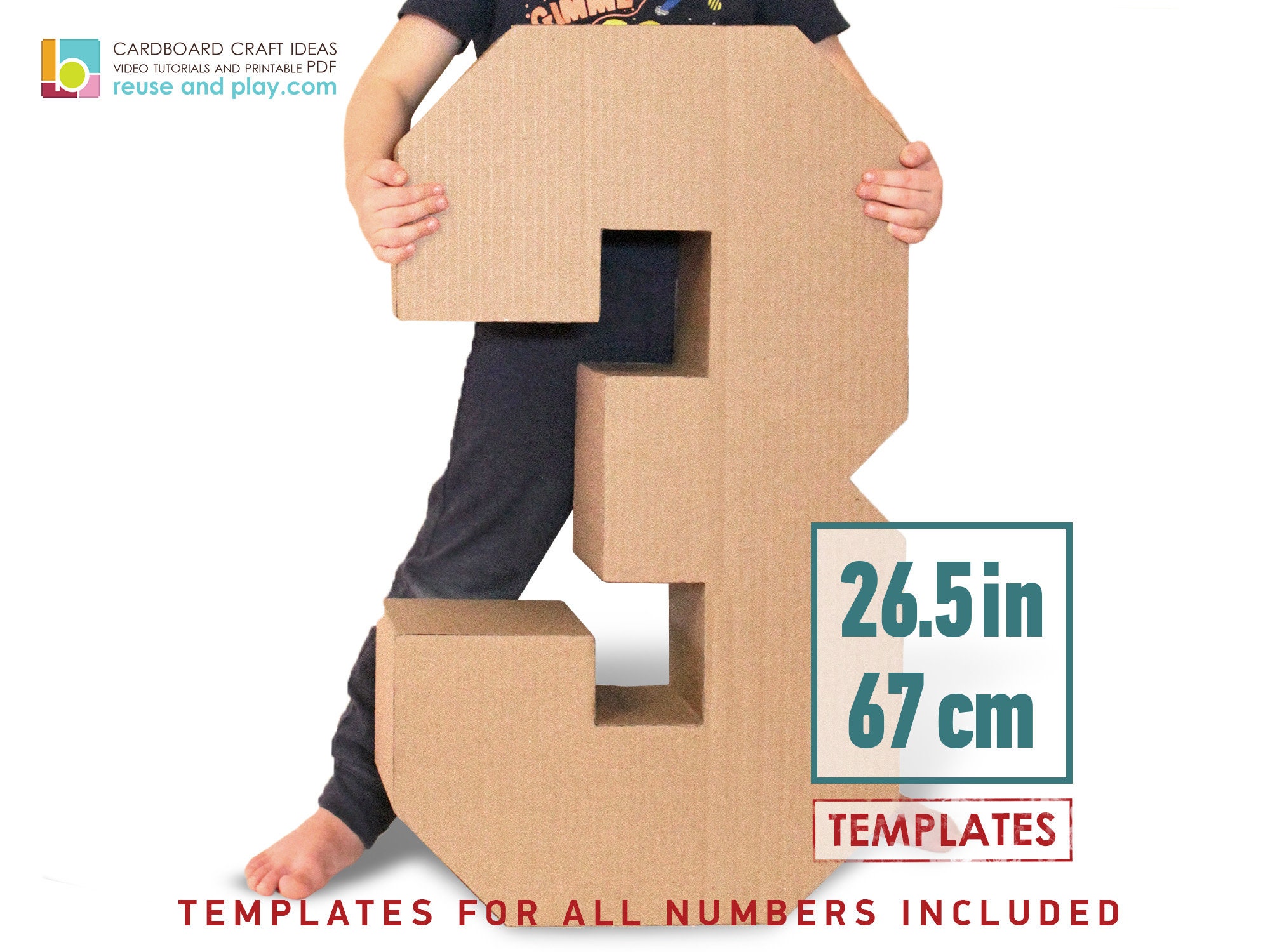 PAPER MACHE NUMBER #7 - 20cm 1 PC # - PAPERMACHE, NUMBERS