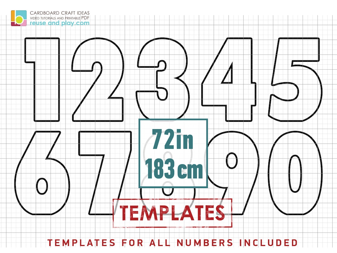 Giant Round Numbers TEMPLATE | 72in - Etsy