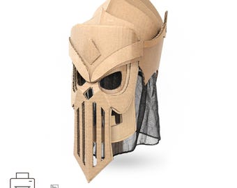 Skull Helmet TEMPLATE, Cardboard DIY Pattern, Printable PDF, Undead Queen Cosplay Mask