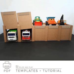 Garaje de cartón para coches de juguete: manualidad DIY << Tutorial en PDF imprimible >>