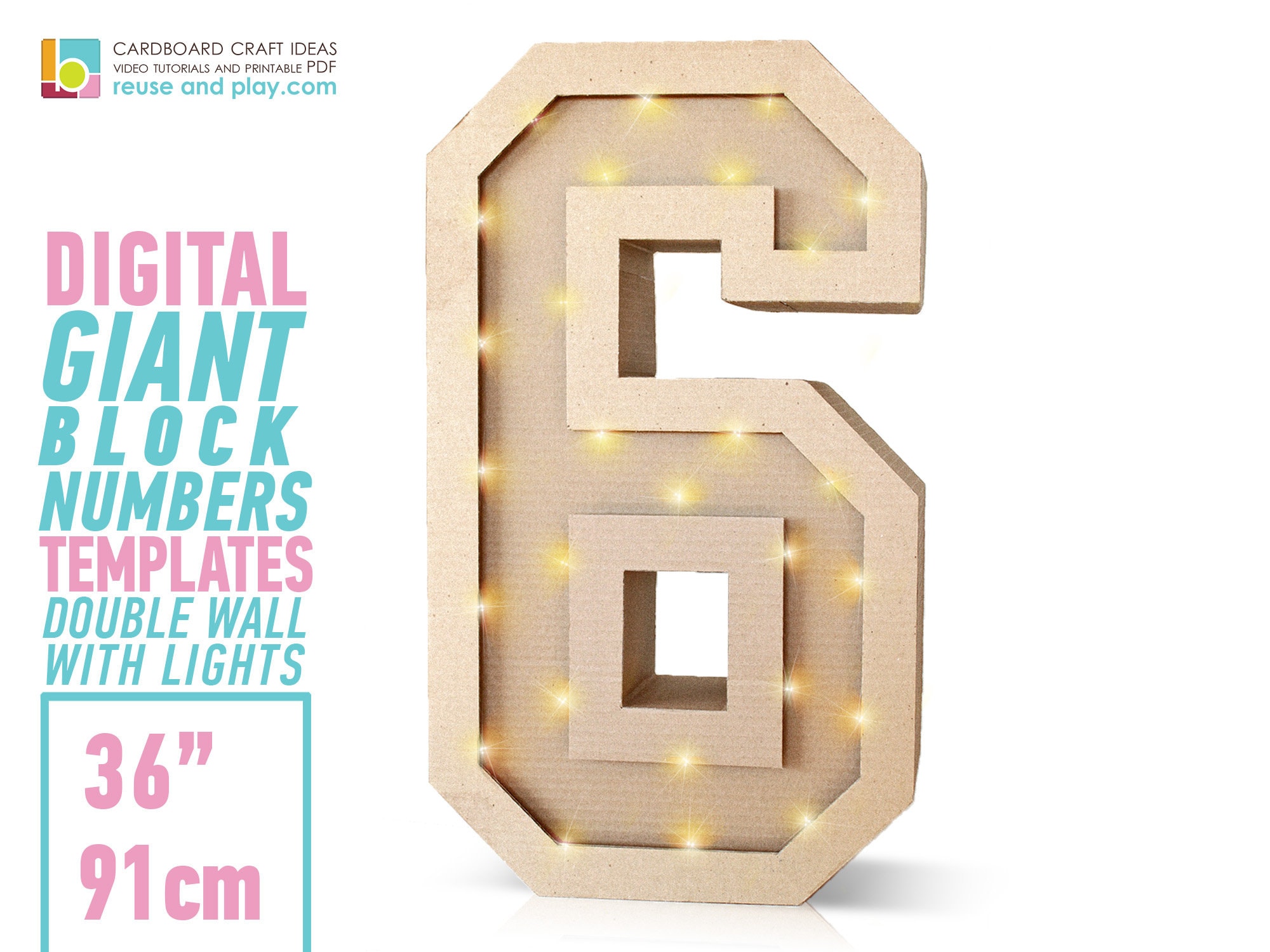 Giant Light Up Numbers TEMPLATES 09 36in Etsy