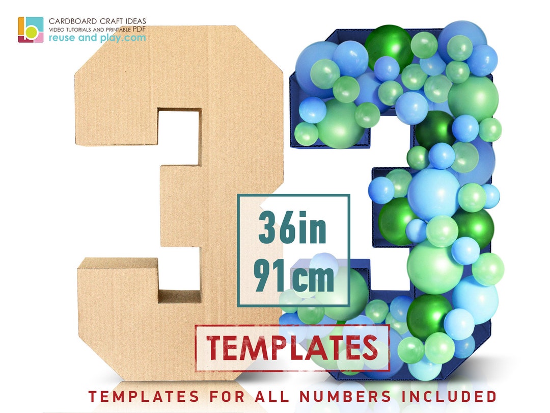 Giant BLOCK Numbers TEMPLATES | 36in - Etsy