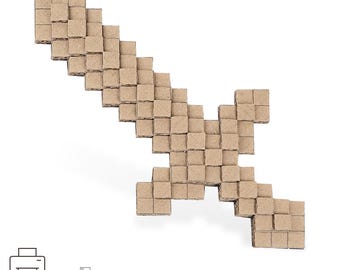 Pixel Sword TEMPLATE, Cardboard Pattern, Printable PDF, 8-Bit Prop
