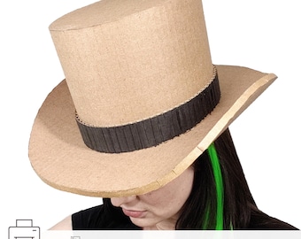 Top Hat Template Cardboard, Printable PDF Pattern, DIY Costume Hat, Victorian Steampunk Prop