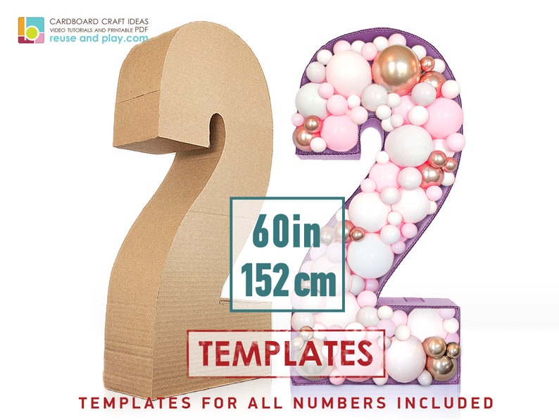 Jumbo Numbers Templates 60 in tall freestanding 3D Numbers Balloon Mosaic