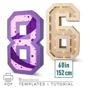 Plantillas de números iluminados gigantes, 0-9 / 60 pulgadas