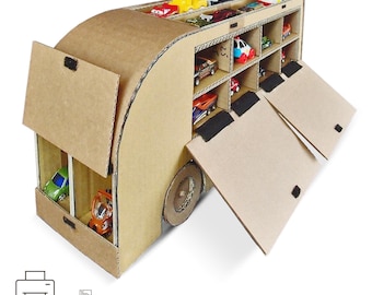 Spielzeugauto-Lagerung-Lastwagen-Vorlage, Karton-Organizer, Diecast Auto-Halterung PDF