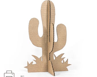 Cardboard Cactus Cutout Template, Large Party Decor Prop, Printable PDF
