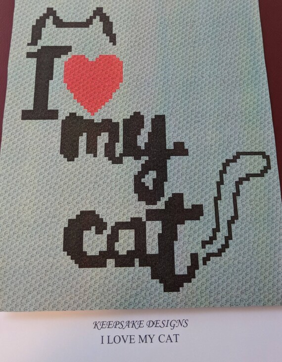I Love My Cat Teen Size Corner To Crochet Blanket Afghan Graph Pattern 75x90 C2c Squares