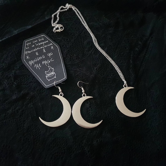 Crescent Moon Jewellery Set Necklace and Earrings Set Moon Etsy