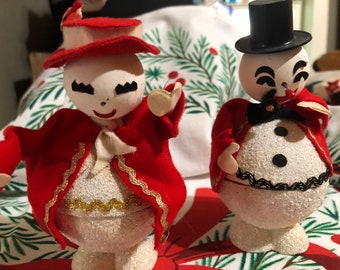 1950s Snowman and Lady Cardboard Candy Containers