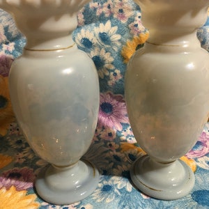 Victorian Blown Hand Painted Art Glass Vases image 2