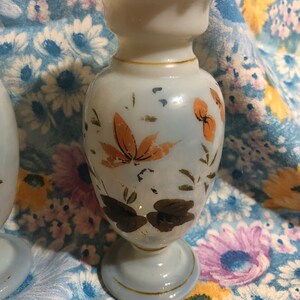 Victorian Blown Hand Painted Art Glass Vases image 6