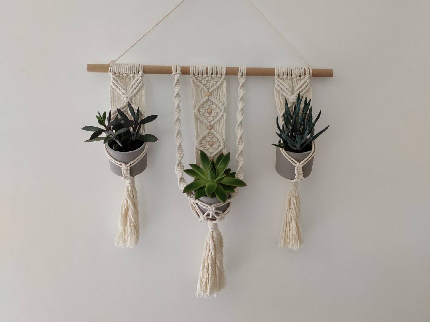 Suspension en Macramé Pour Plantes, Décoration Naturelle, Fait Main