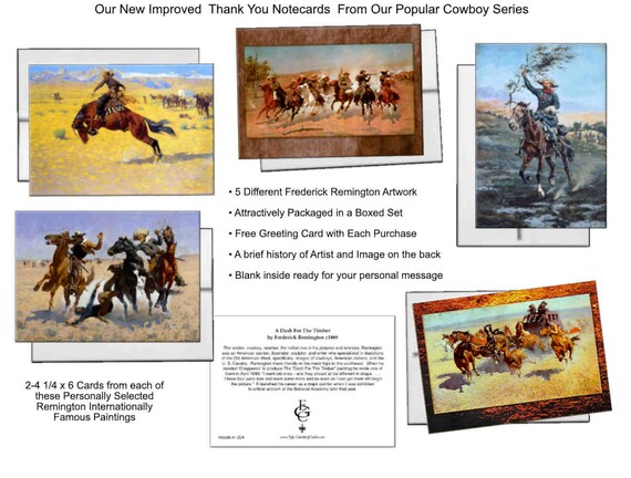 Frederick Remington Western Art Notecards, Old West Cowboy Scenes