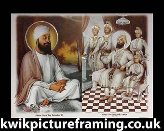 23/" X 18/" Pouces Guru Tegh Bahadur Ji neuvième gourou des Sikhs Photo Encadrée