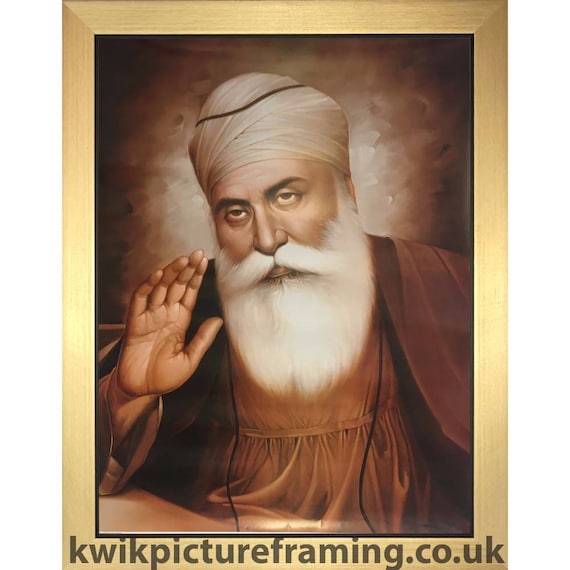 Guru Nanak Dev Ji Original Photo Picture Framed in Size 16/" X 12/" Inches