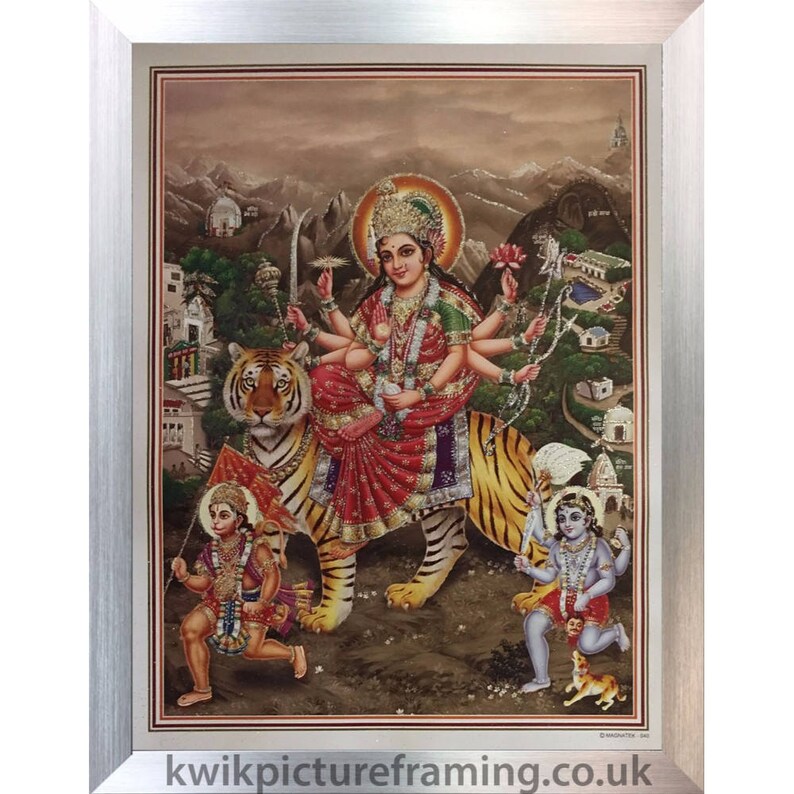 20\u2033 X 14\u2033 Inches Maa Durga Saadhvii Devi Hindu Goddess Picture Frame In Size