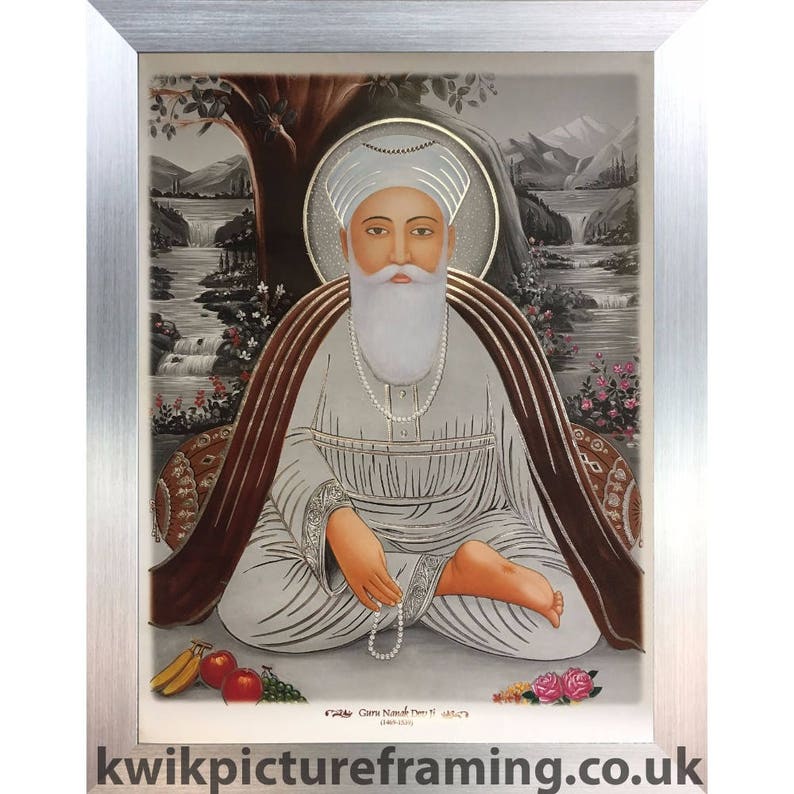 First Sikh Prophet Saints Guru Nanak Dev Ji Photo Picture Framed In Size 23\u2033 x 18\u2033 Inches