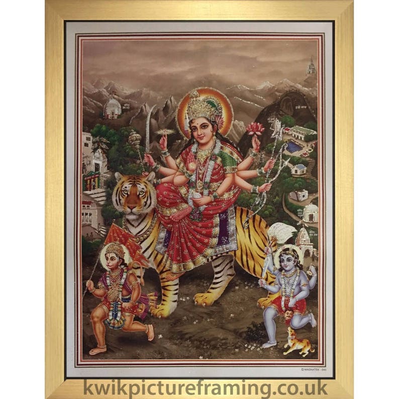 20\u2033 X 14\u2033 Inches Maa Durga Saadhvii Devi Hindu Goddess Picture Frame In Size