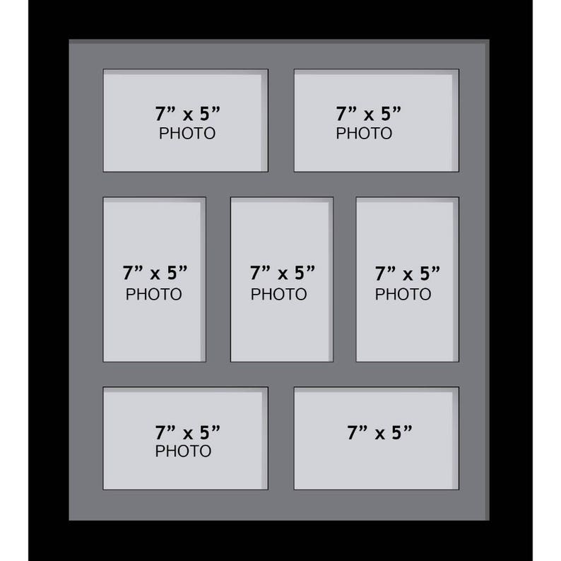 Large Multi Photo Aperture Frames 7 X 5 Inches Size With Openings Grey Mount Orientation 6 Frame Colours