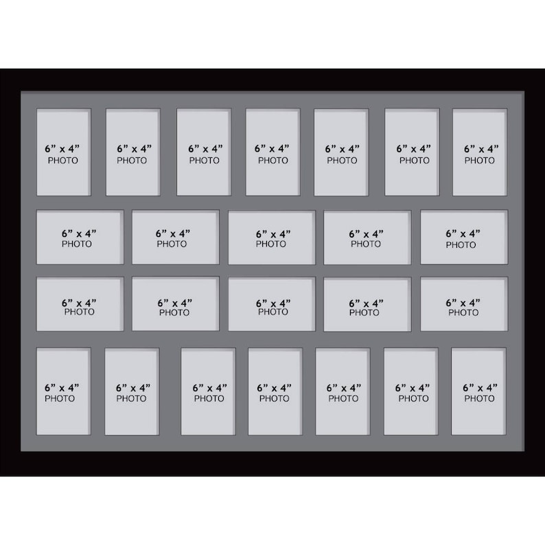 Large Multi Photo Aperture Frames 6 X 4 Inches Size With 24 Openings Grey Mount Landscape Picture Frame Colour Choices
