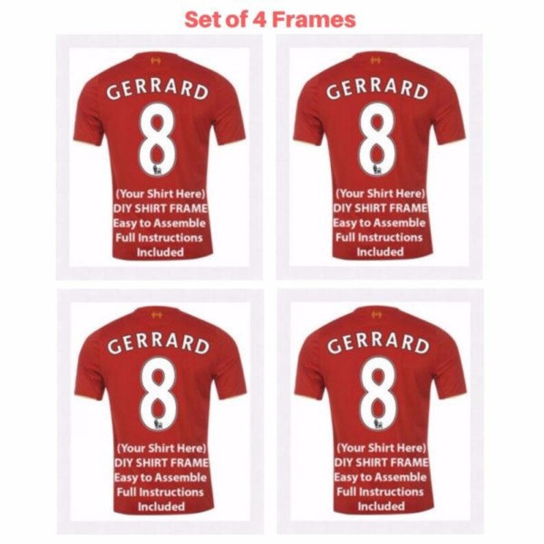 Football Shirt Display Frames Set of 4 Frames Framed Tee Size Shirts