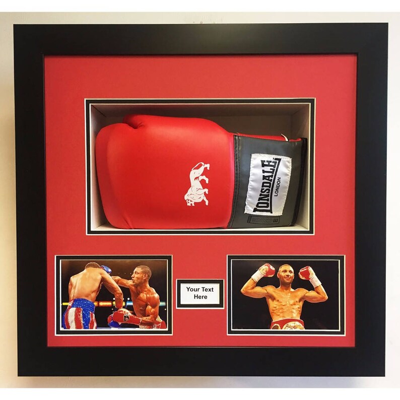 Signé Boxe Gant vitrine avec photo cadre noir