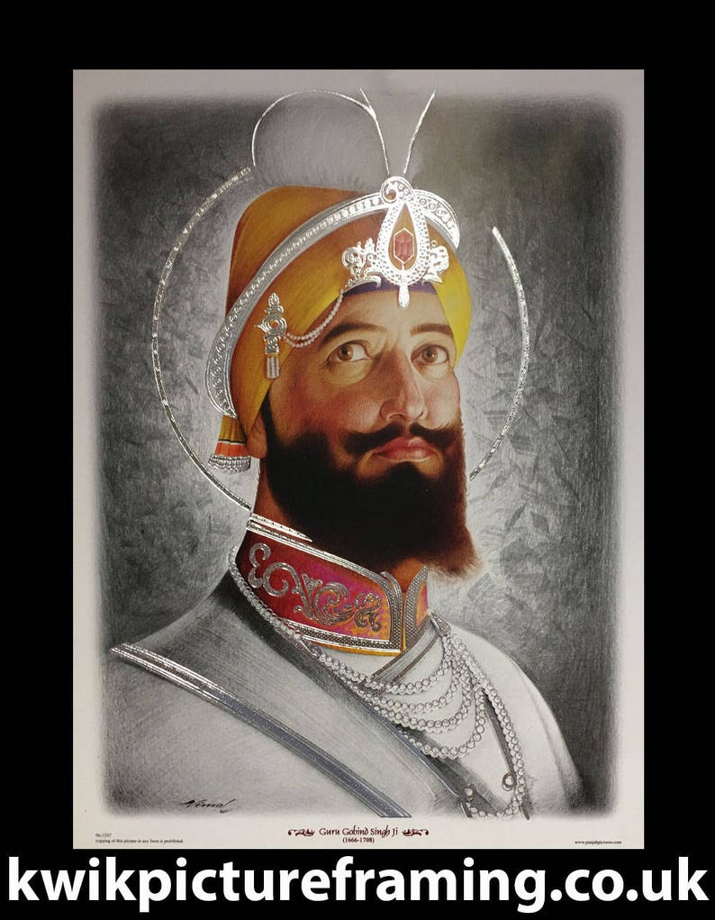 Indian Religious Photo Frames Sikh Gurus Religious Photo Picture Frames Sikhism Guru Gobind Singh Ji 12\u2033 X 9\u2033 Inches