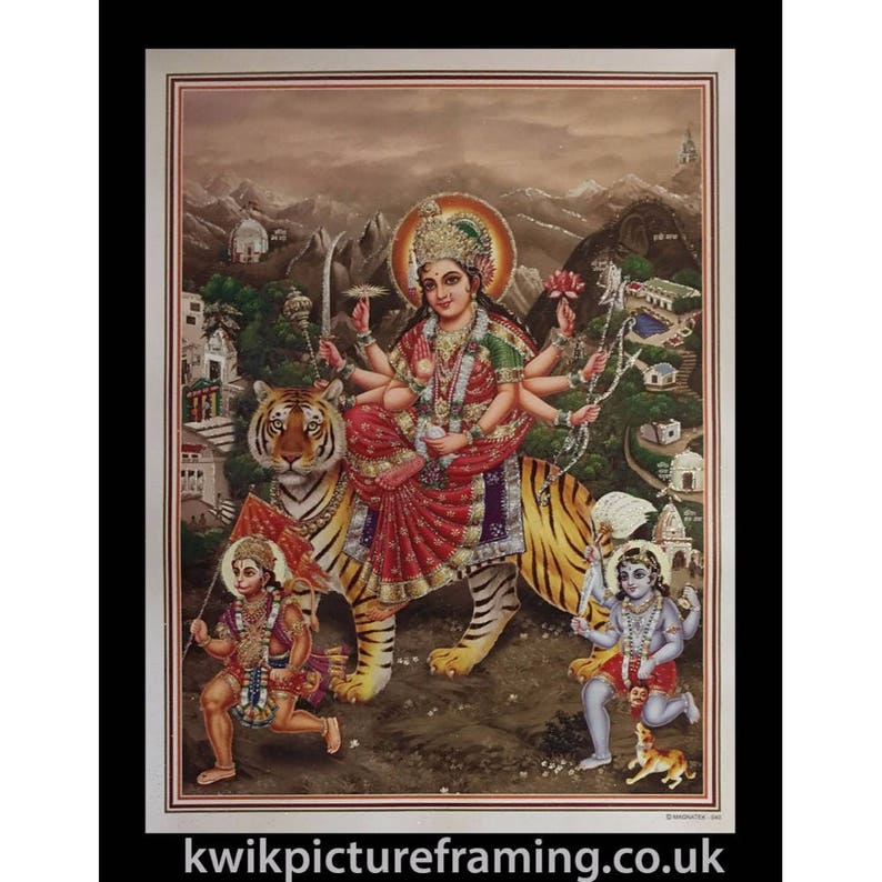 20\u2033 X 14\u2033 Inches Maa Durga Saadhvii Devi Hindu Goddess Picture Frame In Size