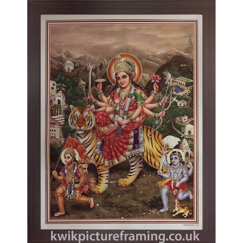 20\u2033 X 14\u2033 Inches Maa Durga Saadhvii Devi Hindu Goddess Picture Frame In Size