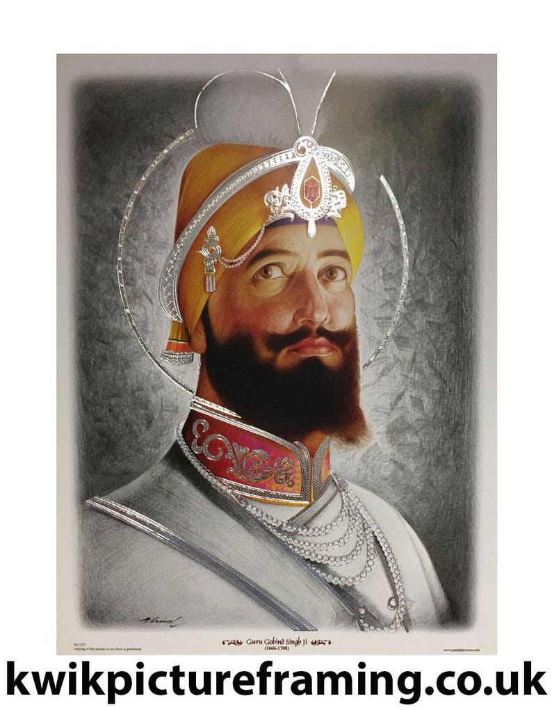 Indian Religious Photo Frames Sikh Gurus Religious Photo Picture Frames Sikhism Guru Gobind Singh Ji 12\u2033 X 9\u2033 Inches
