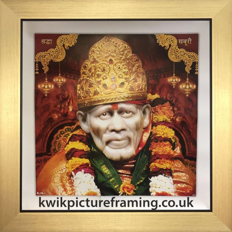 10/" x 10/"Indian Saints SAIBABA de Shirdi dieu hindou photo encadrée en taille