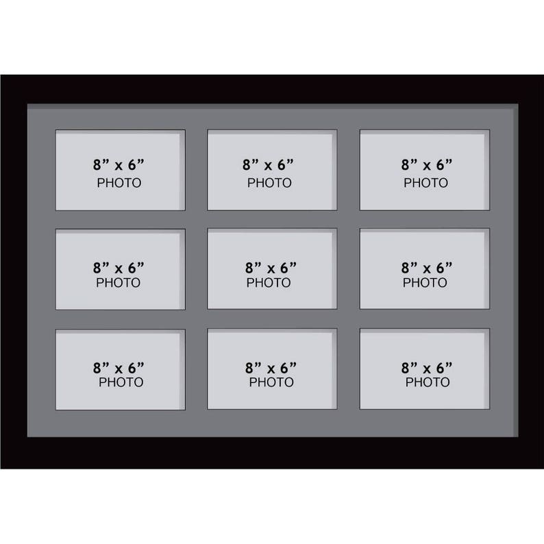 Multi Aperture Picture Photo Grey Frame With Mount & Choice Of Sizes And Colours