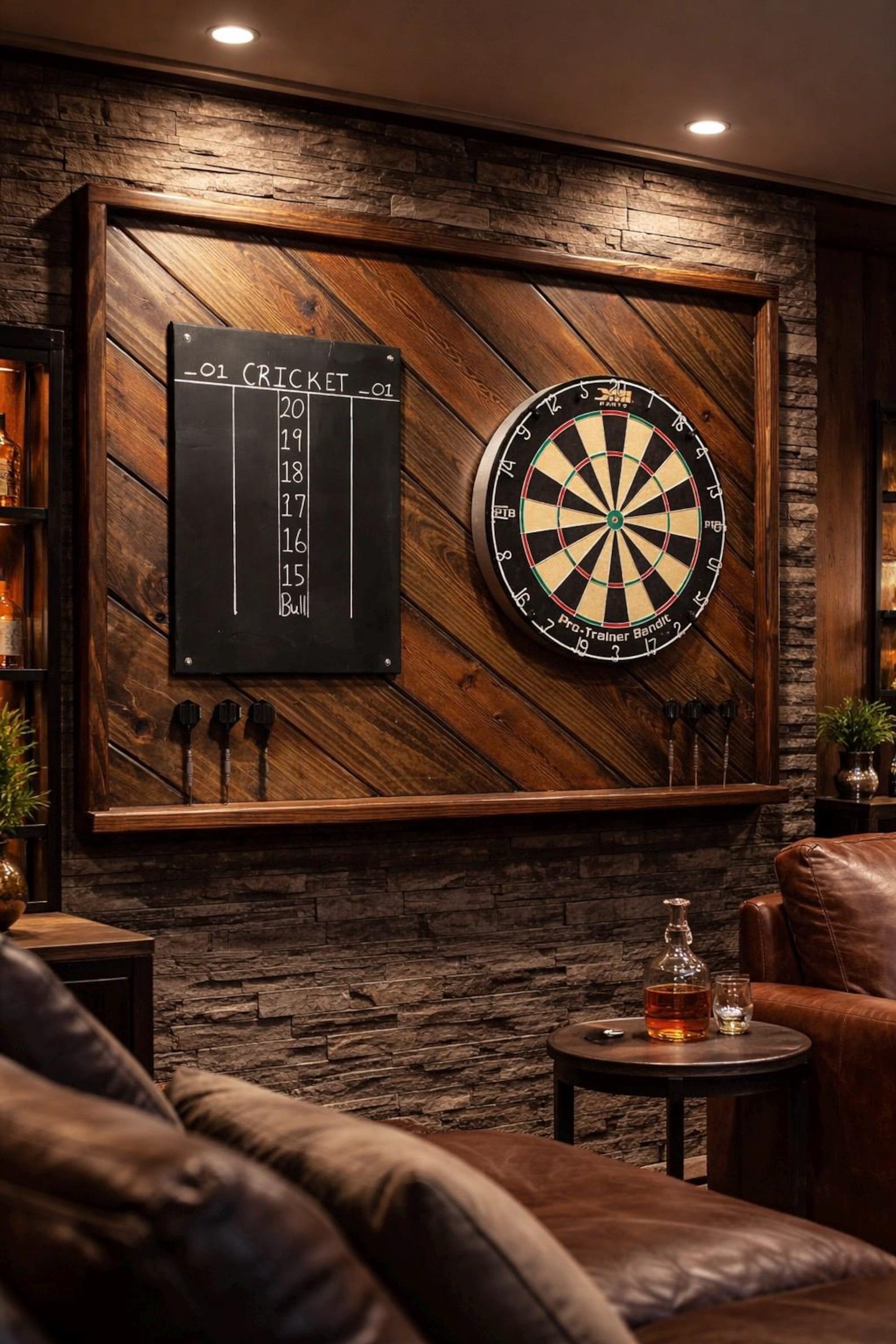 Wooden Dart Board Backboard MAN CAVE !!