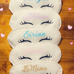 Personalized Sleep Mask / Slumber Party Mask / Bridal Party Mask