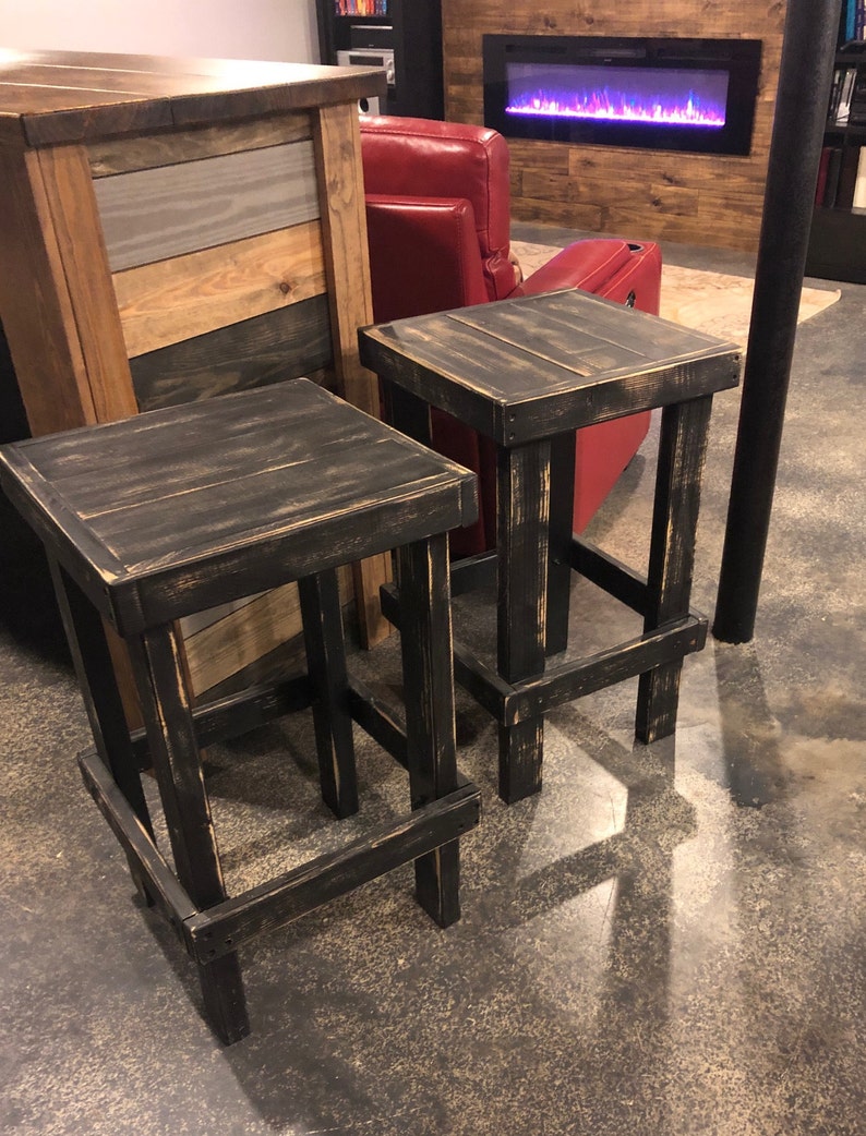 Custom Built Wood Barstool Counter Stool