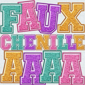 PAQUETE de letras de chenilla con bordado falso, parche de chenilla falsa, letras de chenilla, aplique falso, universitario, chenilla, PNG, chenilla falsa 19FS