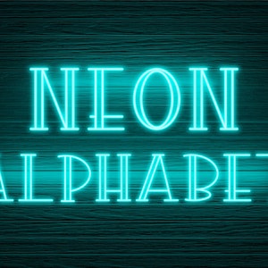 Neon Glow-Effekt Alphabet PNG Clip Art Buchstaben Schriftart Sofortiger Download Dateien Cyan Hellblau Halo-Licht, Neon Cyan 3N