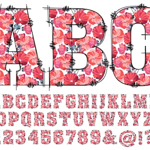 Spring Floral Alphabet PNG, Doodle Alpha, Doodle Flowers, Doodle Letters, Retro Letters, Spring, Alpha Doodles, Doodle, Alphabet 67D