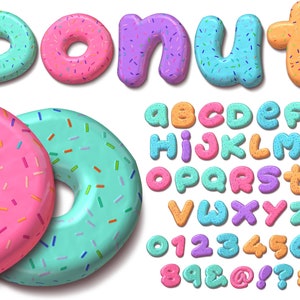 Donut 3D Letters PNG, Donut Alphabet Clip Art, PNG, Candy Letters, Glazed Donut Letters, Donuts Alphabet, Donuts 2AT