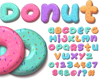 Donut 3D Letters PNG, Donut Alphabet Clip Art, PNG, Candy Letters, Glazed Donut Letters, Donuts Alphabet, Donuts 2AT