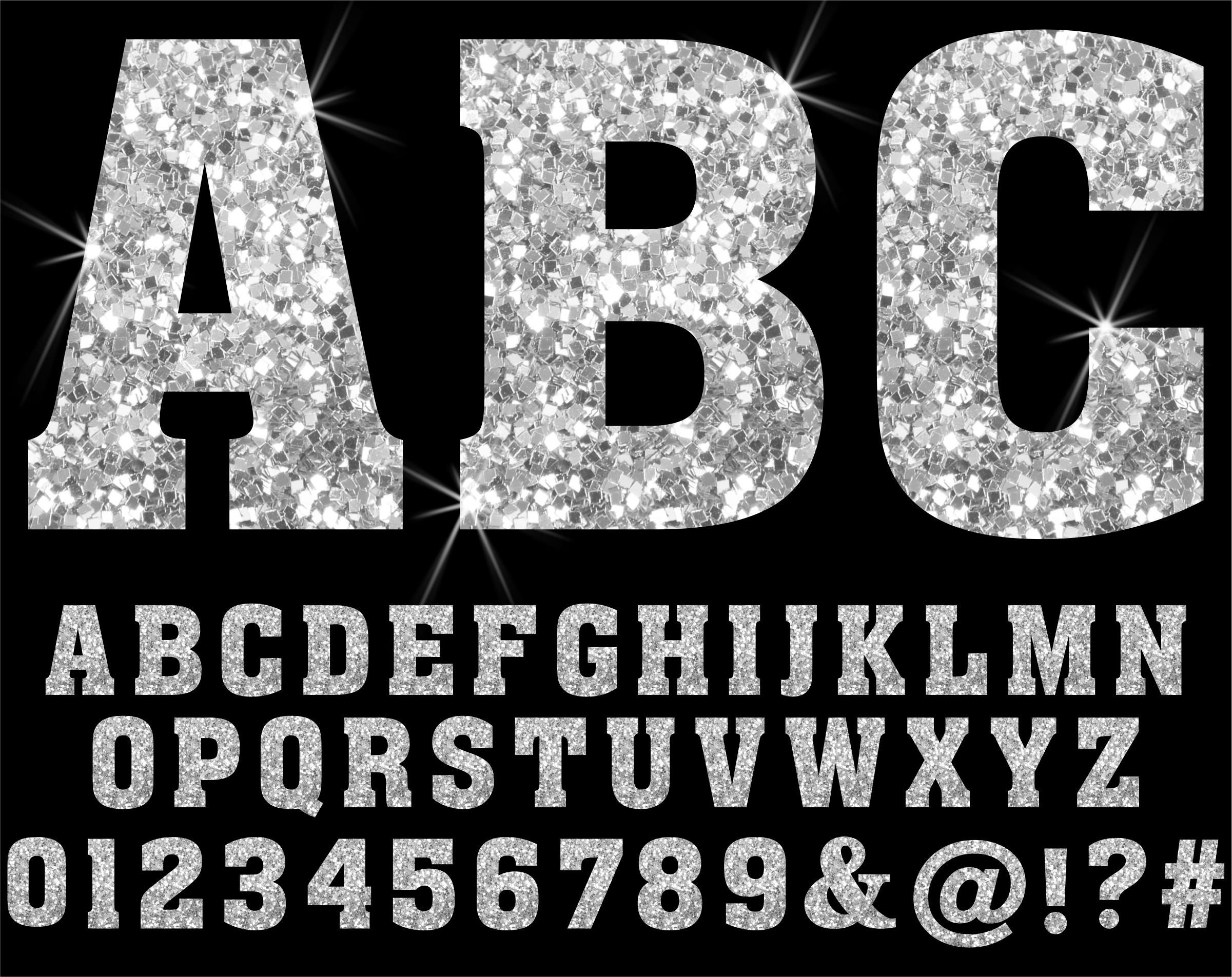 Bundle PNG Silver Glitter Letters Sparkle Clip Art Letters - Etsy