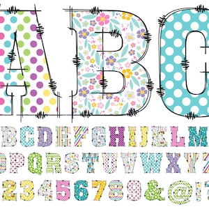 Easter Alphabet PNG, Easter Alphabet Clip Art, PNG, Doodle Easter, Doodle Letters, Easter Letters, Happy Easter, Sublimation, Flowers 60D
